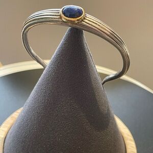 Elegant Silver and Blue Stone Bracelet